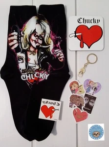 Bride Of Chucky INSPIRED Tiffany Gift Set ( Socks, Coaster, Keyring & Stickers) - Picture 1 of 6