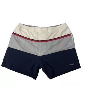 Vtg 80's Pierre Cardin Blue White COLOR BLOCK Swim Trunk SURFER Beach Shorts - Picture 1 of 11