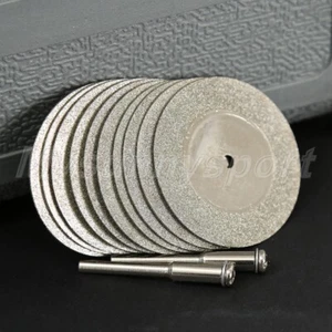 10PCS 40mm Diamond Cutting Wheel Discs Rotary Tool & 2 Arbor Shaft Tool Tool - Picture 1 of 12