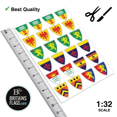 Britains Deetail Repro: Medieval Knight CLASSIC Shield Stickers x24 (1:32 Scale) - Image 1 of 2