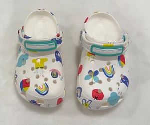 Crocs Classic Doodle Print Clogs Kid's Toddler Size C 11 White Slip On - Picture 1 of 9