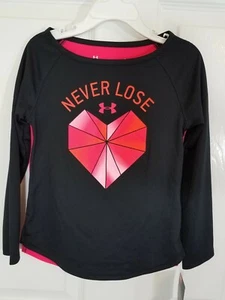 Under Armour Girls Shirt Never Lose Black Pink Long Sleeve Sz 4 NWT $30 - Picture 1 of 5
