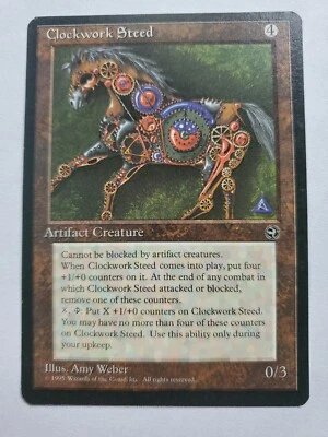 MTG Magic The Gathering Card Clockwork Steed Artifact Creature Homelands 1995 - Image 1 of 2