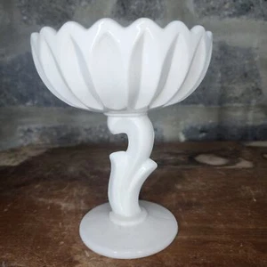 INDIANA Vintage Milk Glass Compote Lotus Candy Dish White - Picture 1 of 5
