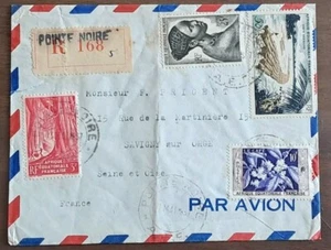 Colonie Lettre Recommandée Cachet Pointe Noire A.E.F 1957 /N°218,226,236,PA N°58 - Picture 1 of 2