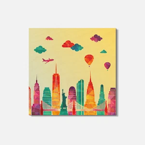 New York City Skyline USA 4'' X 4'' Square Wooden Coaster - Picture 1 of 3