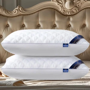 2X 4X White 5-Star Hotel Quality Quilted Bed Pillows Sophisticated Home Decor - Picture 1 of 33