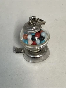 Vintage Sterling Silver 3D Gumball Machine BEAU Bracelet Charm Pendant - Picture 1 of 5