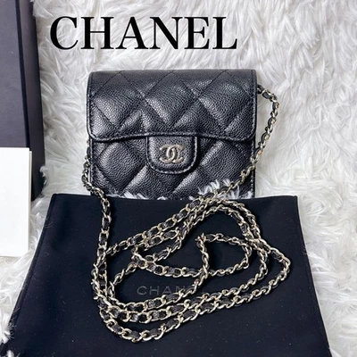 CHANEL Bolso de Hombro Piel Caviar Negro Cadena Cartera Regalo Regalo 1108b Foto 1 de 4