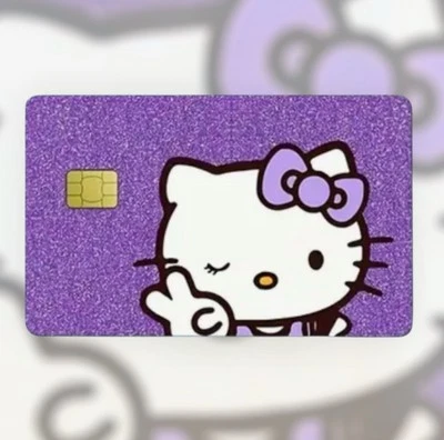 PURPLE PEACE Hello Kitty Credit Debit Bank Card Skin Cover Sticker Chip 1PC