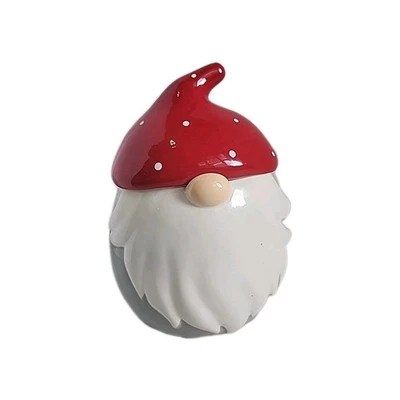 Tarro de galletas nórdico gnomo sombrero rojo Santa Claus fresa calle bote de cerámica Foto 1 de 4