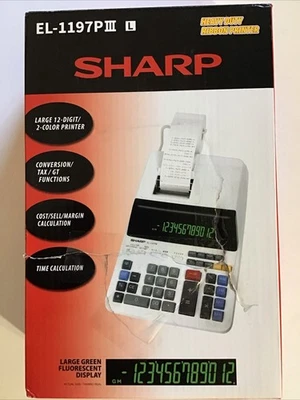 Sharp EL-1197PIII HeavyDuty 12-Digit 2-Color Electronic Printing Calculator NEW - Image 1 of 4