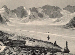 Antique RPPC Forno Glacier & Hut Bregaglia  Alps Switzerland Mountaineers c1900s - Picture 1 of 3