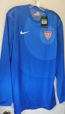 New Nike USMNT USA Soccer Team Issue Men's X-Large Blue Goalkeeper Jersey - Image 1 of 3