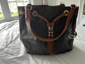 Michael Kors Jet Set Large Gathered Tote MK Signature Brown 30T3GTTT9B Used - Picture 1 of 3
