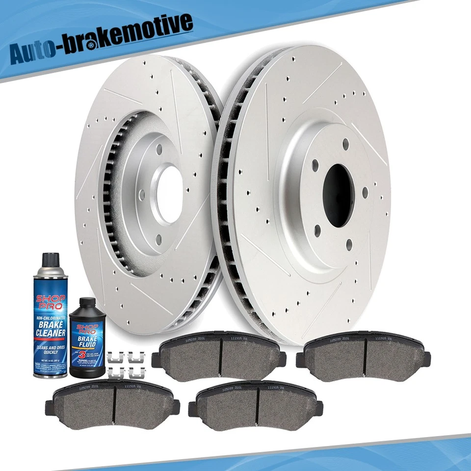 FRONT DRILLED & SLOTTED BRAKE ROTORS CERAMIC PADS FITS Nissan Maxima 2009 - 2017 - Imagem 1 de 1