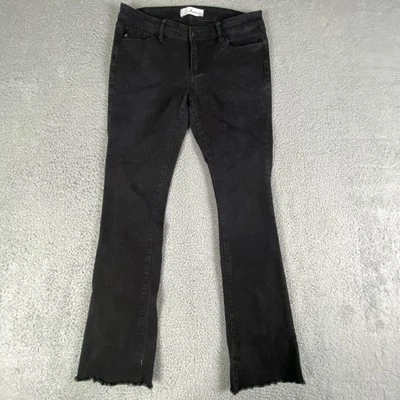 Pantalones de mezclilla KanCan para mujer 11/29 negros corte bota oscuro tiro bajo elástico dobladillo crudo Jaiden Foto 1 de 4