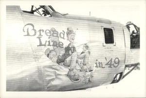 B-24 Airplane "Bread Line in '49' Pacific Theater Operations Nose Art Postcard - Picture 1 of 2