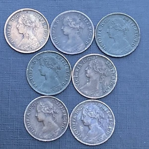 Victoria Farthings (7) 1860 1861 1862 1865 1866 1867 8 monedas victorianas lote 51012 - Imagen 1 de 16