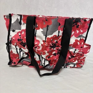 Thirty One organisierende Utility-Tasche 15 x 10 x 6 Taschen kräftige Blüte rote Blumen - Bild 1 von 5