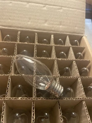 2 Boxes  of 25 each C9 Replacemen light bulbs  130V 10W  (50) Total - Image 1 of 3