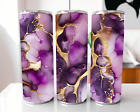 20 OZ Stainless Steel Purple Acrylic Pour Gold Marble Tumbler SUBLIMATION