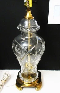 29” 1950’s Cut Crystal Lamp with Solid Brass Base - Picture 1 of 8