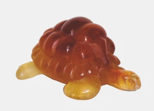 Daum Crystal Pate de Verre ~ Bernstein Schildkröte Figur ~ Box Schildkröte Briefbeschwerer - Bild 1 von 15