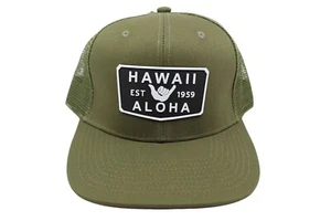 Hawaiian Trucker Hat - Est. 1959, Hang Loose, Shaka, Aloha - Adjustable, Green - Picture 1 of 6