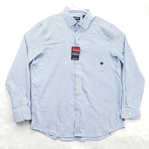 NEW Chaps Shirt Mens Large Blue White Check Performance Wicking Stretch UPF 40+ - Picture 1 of 15