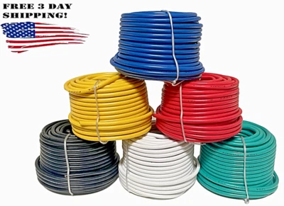 12VMAX PRIMARY WIRE STRANDED 12 Gauge 50ft Each Roll CCA Automotive Electronics Cable Wire 6 Colors Package