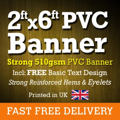 PVC Banner 6ft x 2ft - Printed Outdoor Vinyl Sign for Business Parties Birthdays - Image 1 of 4