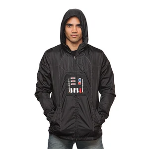 STAR WARS DARTH VADER WINDBREAKER JACKET SHIRT HOODIE Medium Mandalorian Figure - Picture 1 of 4