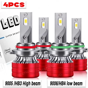 9005 9006 LED Headlights Kit Combo Bulbs 6000K High Low Super White Bright 4pcs - Bild 1 von 160