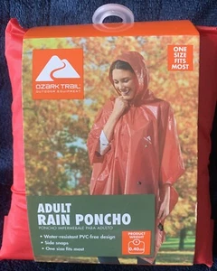 Ozark Trail Rain Poncho Adult Brilliant Red One Size Side Snaps with Hood New - Picture 1 of 7