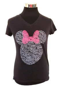Camiseta para mujer Disney Minnie Mouse talla pequeña negra rosa blanca mezcla de algodón - Imagen 1 de 20