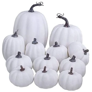 Artificial White Pumpkins Bulk Faux Harvest Pumpkins for Fall Wedding - Picture 1 of 8
