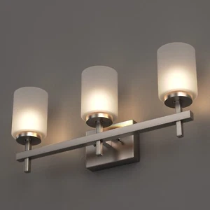 LED Vanity Light for Bathroom 4000K Dimmable Brushed Nickel Opal Glass Shade - Picture 1 of 21