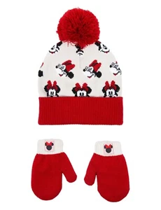 NEW Disney junior Minnie Mouse Little Girl Beanie Set-Knit Hat gloves BERKSHIRE - Picture 1 of 6