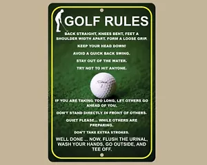 Funny Golf Rules Sign, Unique Man Cave Wall Art, Humorous Golfer Gift - Picture 1 of 5