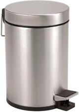 Stainless Steel Silver Round Pedal Bin Heavy Duty Kitchen Bath Rubbish Container