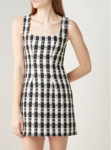 Maje Womens Mini Dress Rocky Tweed Sleeveless Black/White Size US 8 Medium - Picture 1 of 11