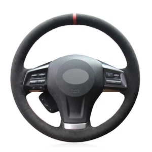 Hand-stitched Black Suede Car Steering Wheel Cover for Subaru Forester Legacy - Picture 1 of 14