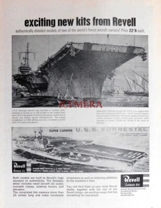REVELL Model Carriers USS Saratoga & Forrestal ADVERT Vintage 1965 Print 677-64 - Foto 1 di 1