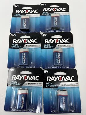Lote de 6 baterías alcalinas de alta energía Rayovac 9V Foto 1 de 3