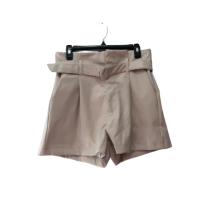 Pantalones cortos de cintura alta de cuero PU sintético para mujer (talla L) Foto 1 de 4