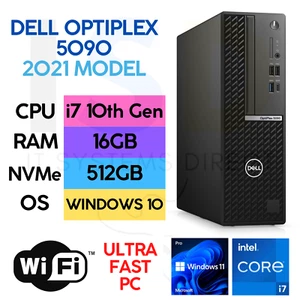 Dell OptiPlex SFF 5090 i7 10th Gen 16GB RAM 512GB SSD Windows 11 Pro WIFI PC - Bild 1 von 2