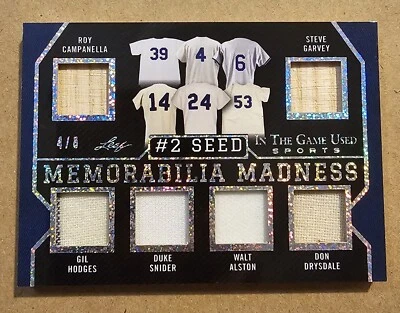 2022 Leaf In The Game Used Campanella Hodges Snider Rose Relic Card #'d 4/8 GOAT - Image 1 of 2