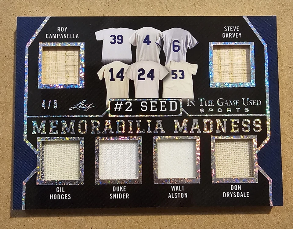 2022 Leaf In The Game Used Campanella Hodges Snider Rose Relic Card #'d 4/8 GOAT - Image 1 of 2