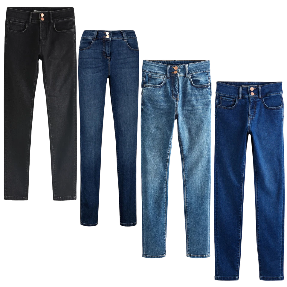 Ladies N@@t Enhancer SKINNY High Waist Jeans Black Blue Sizes 8 - 26 - Image 1 of 1